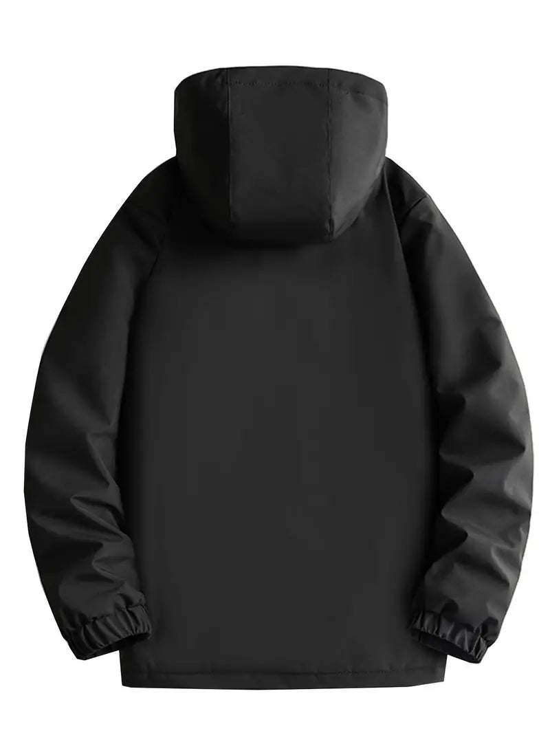 Men's Hooded Parka Jacket, Regular Fit, Fleece Lining, Pockets
