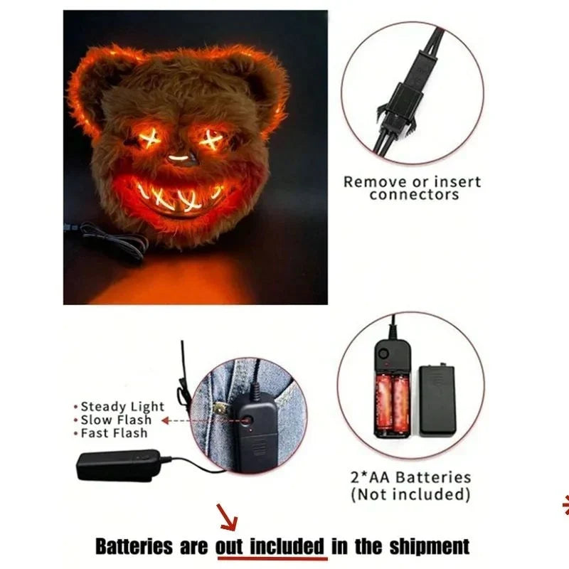 Halloween's LED Light-Up Eyes Mask | Rabbit or Bear Design