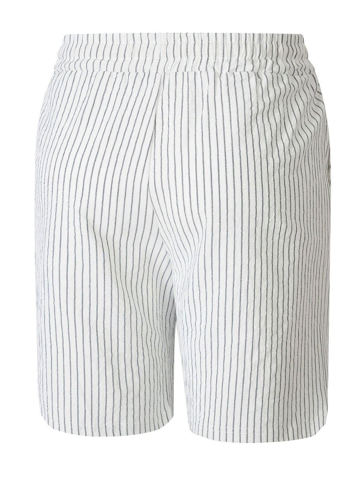 Montarello Men's Striped Linen-Look Drawstring Casual Shorts