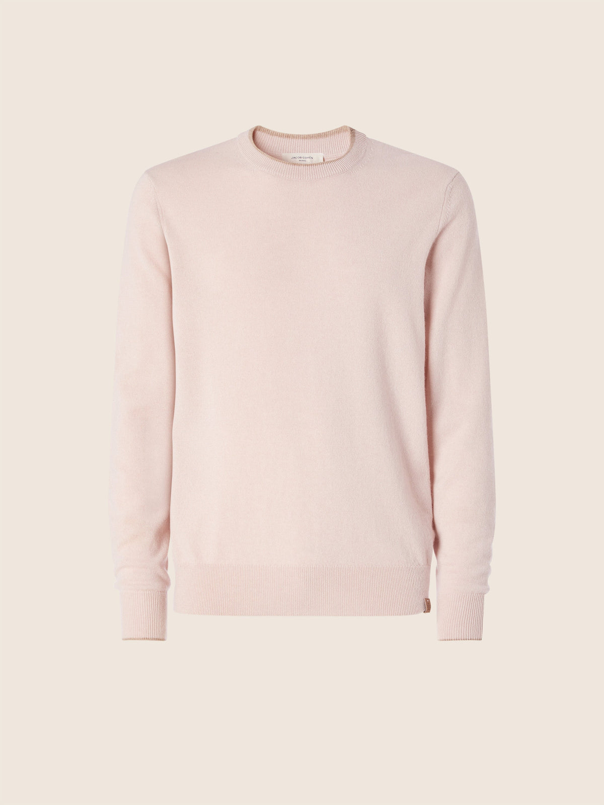 Men's Pink Crew Neck Sweater, Long Sleeves, Ribbed Trims