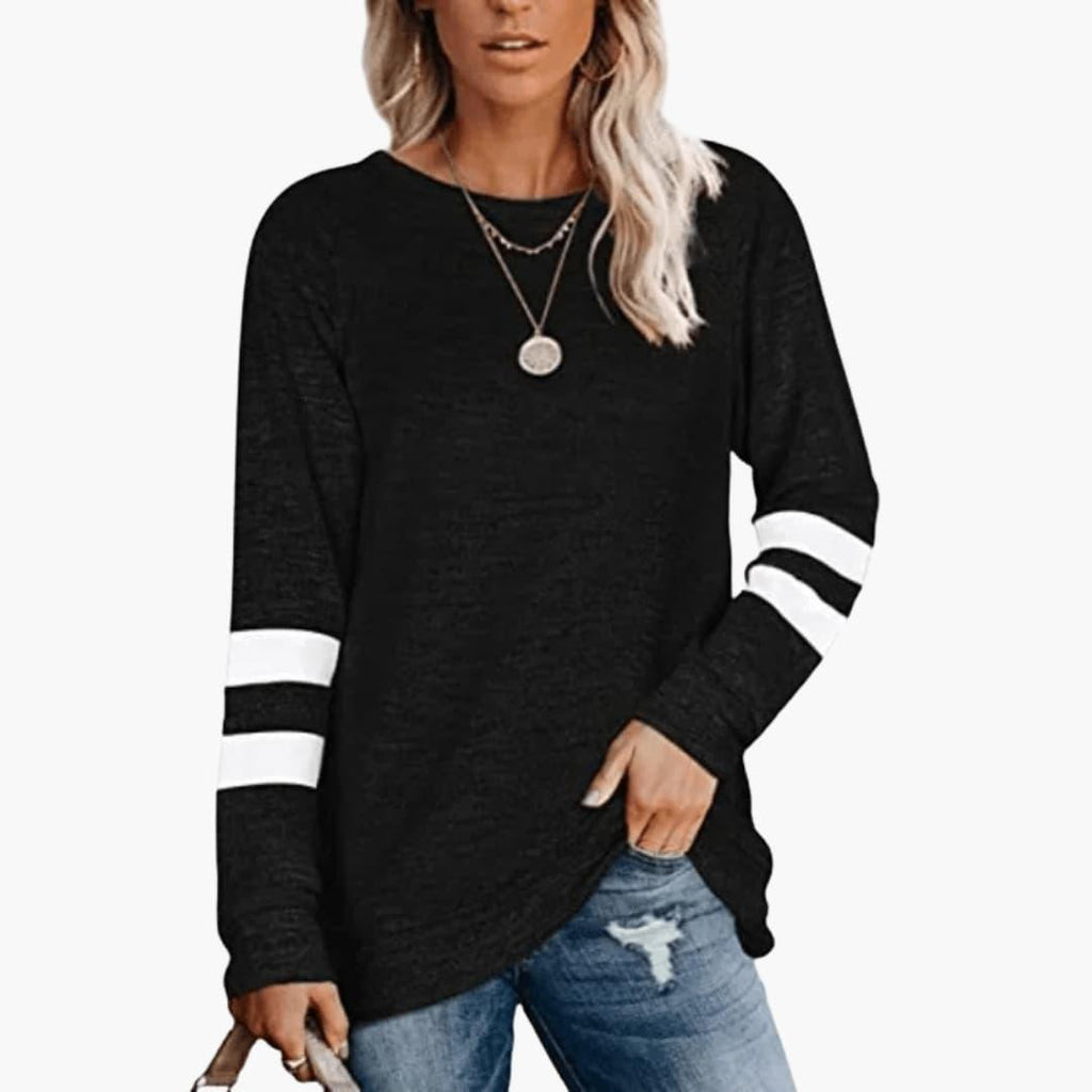 Women’s Long Sleeve Shirt with Relaxed Fit and Crew Neckline