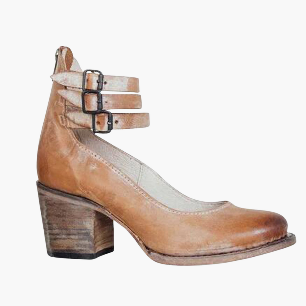 Women’s Ankle Boots with Chunky Heel and Buckle Detail