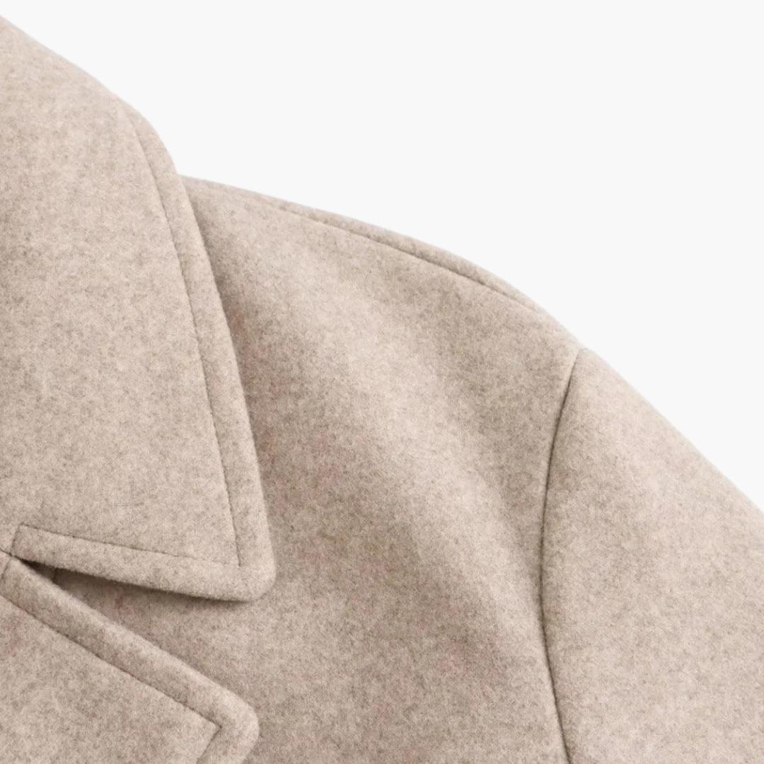 Long Wool-Blend Winter Coat - Elegant Outerwear for Women
