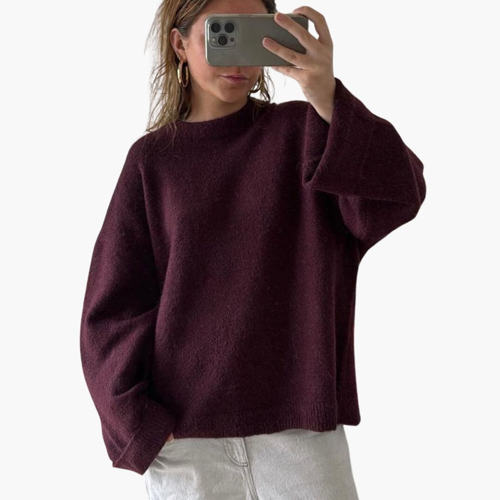 Women's Knit Sweater with Long Sleeves and Round Neckline