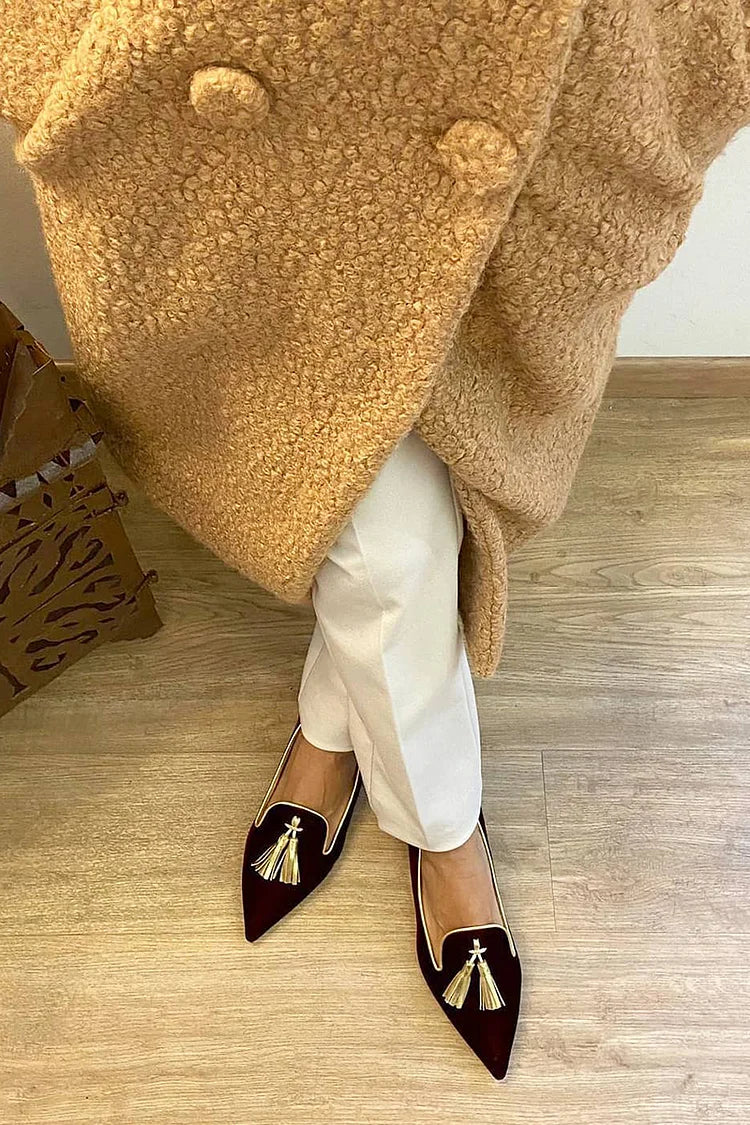 Women's Pointed Toe Loafers with Tassel Detail