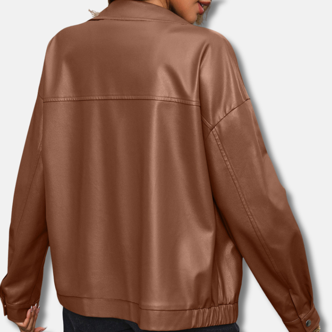 Women's Bomber Jacket with Collar and Relaxed Fit