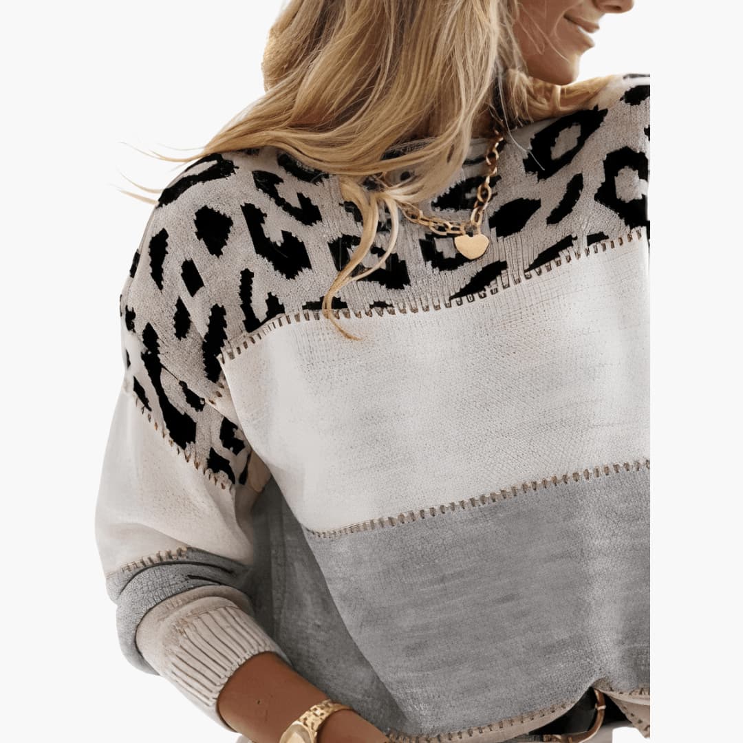 Women's Sweater with Colour-Block Design and Long Sleeves