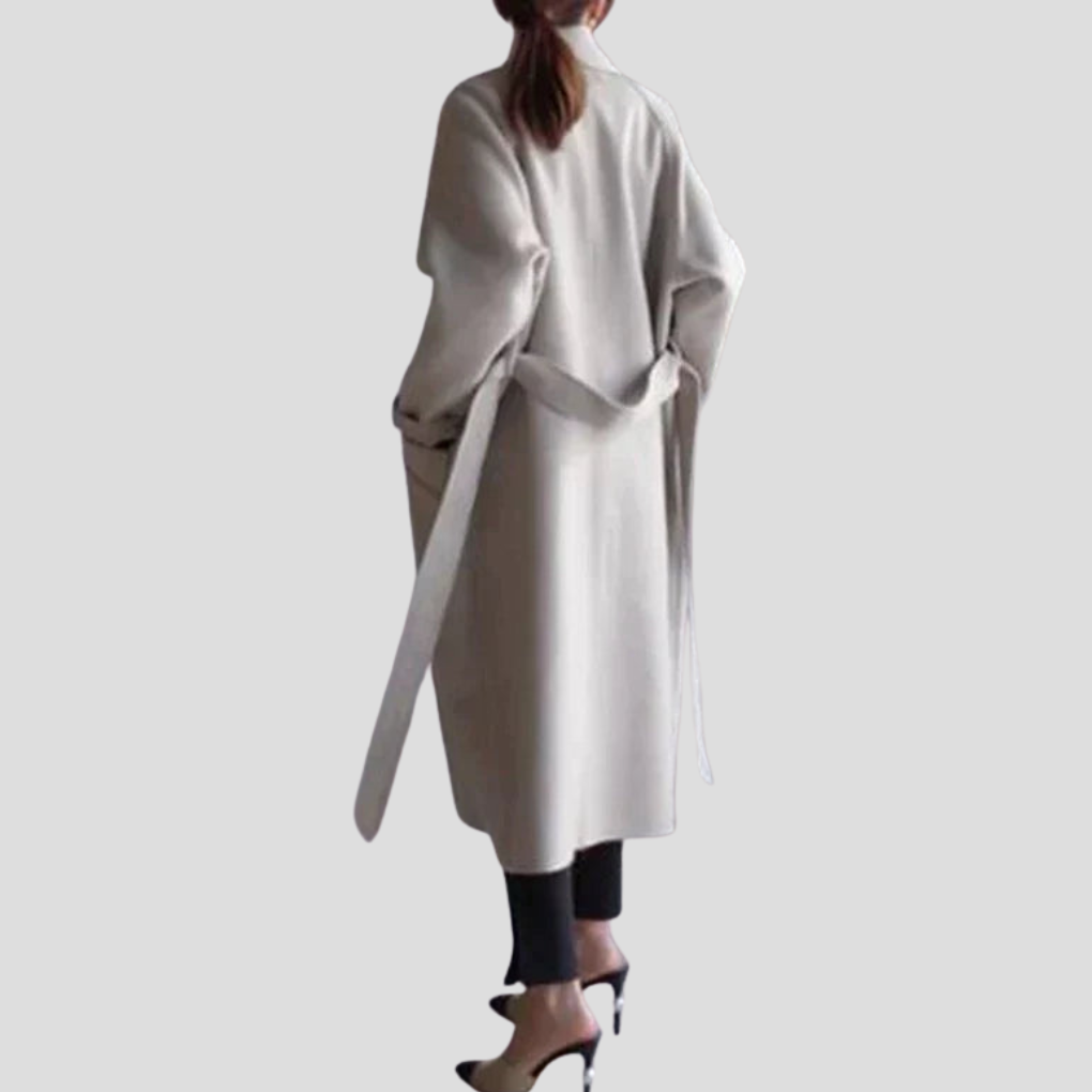 Women's Double-Breasted Long Coat Knee-Length with Collar