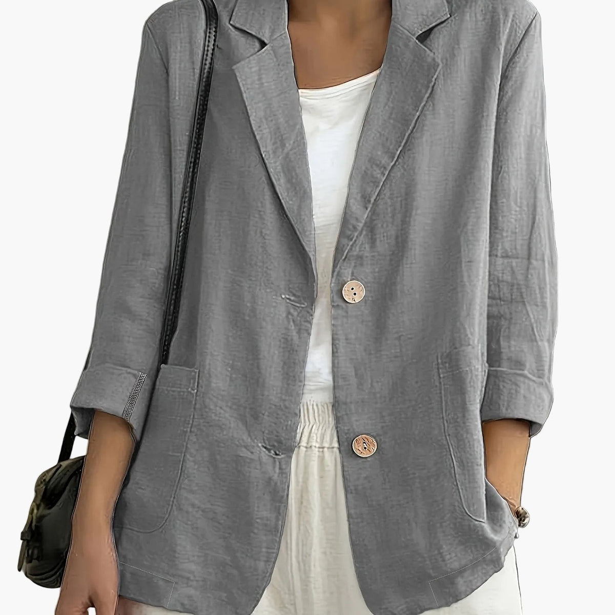 Women's Casual Blazer, Notched Lapels, Long Sleeves
