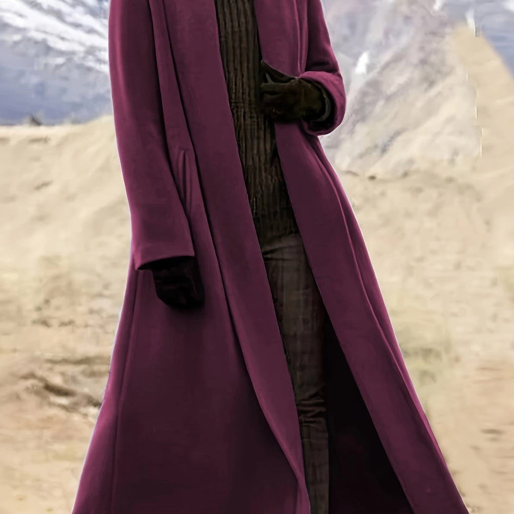 Women's Longline Open Front Coat with Flowing Drape