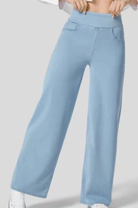 Women's High-Waisted Wide-Leg Jeans with Stretch Fit