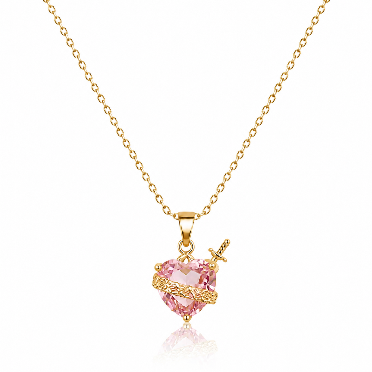 Immaculate Heart of Mary | Pink Zircon Necklace