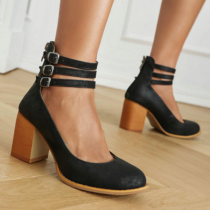 Women's Sandals with Ankle Strap and Stable Block Heel