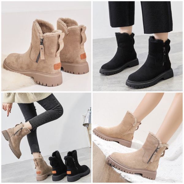 Women's Winter Ankle Boots, Pull-On Design, Fur Trim