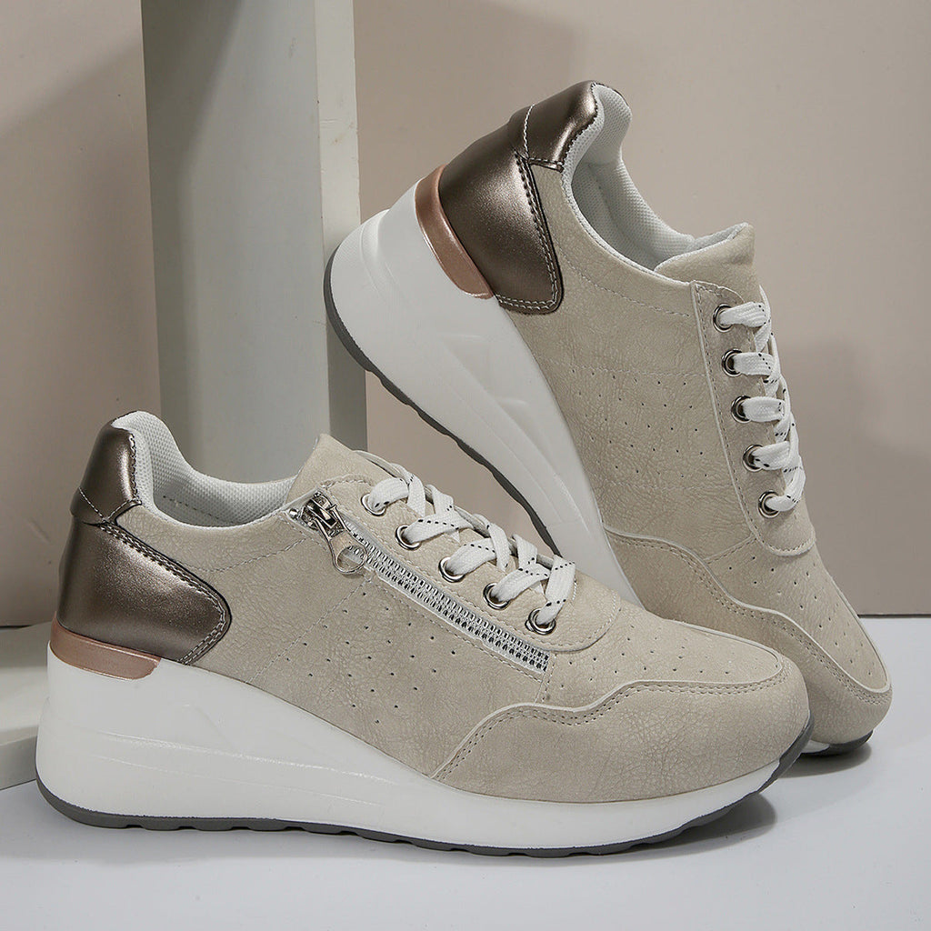 Women's Platform Sneakers with Thick Sole and Zipper