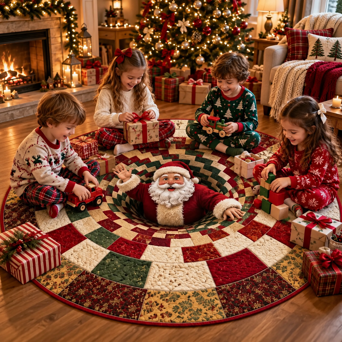 Merry Mirage – 3D Swirl Quilted Christmas Rug