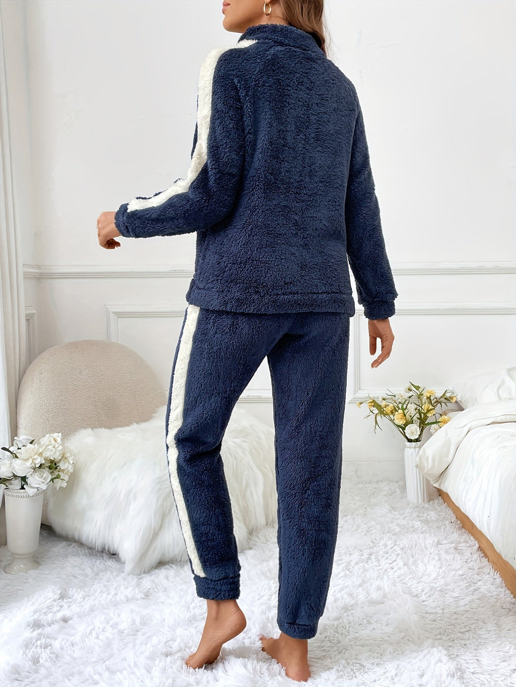 Women's Fleece Lounge Set Half-Zip Pullover with Joggers