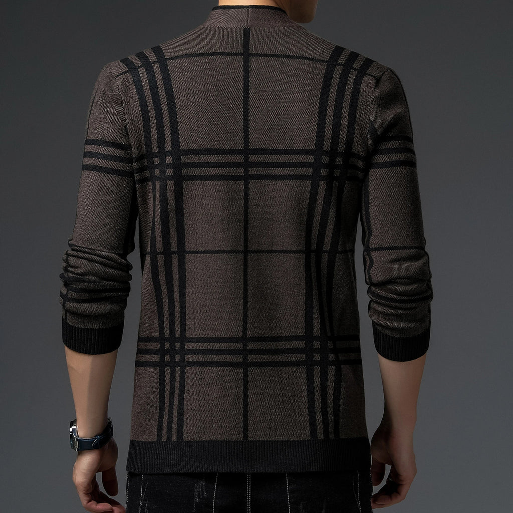 CHECKERED KNIT CARDIGAN FOR MEN
