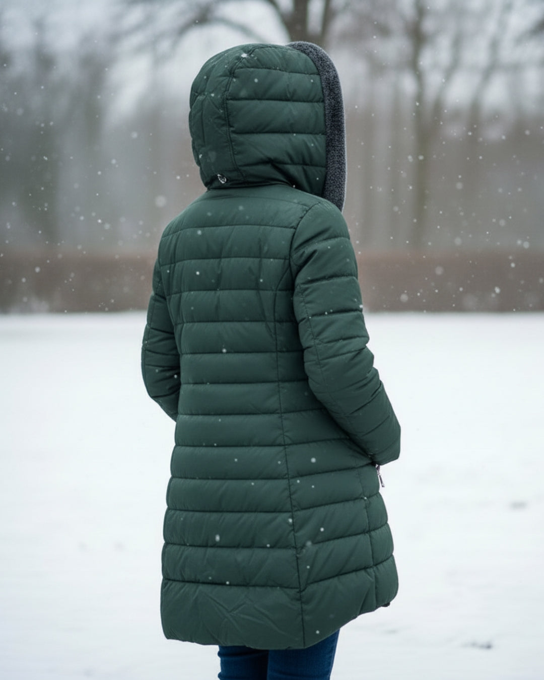 Women's Hooded Quilted Long Puffer Coat, Full-Zip Front