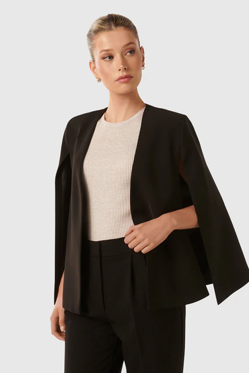 Women's Cape Blazer with Open Front and Split Sleeves