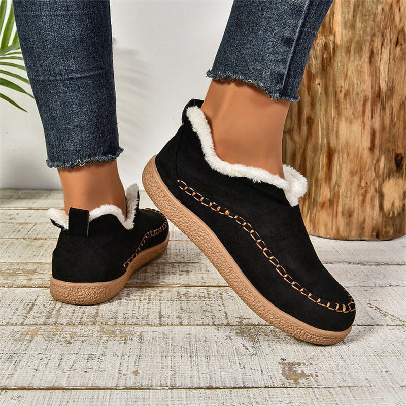 Women's Slip-On Winter Ankle Boots with Fleece Lining