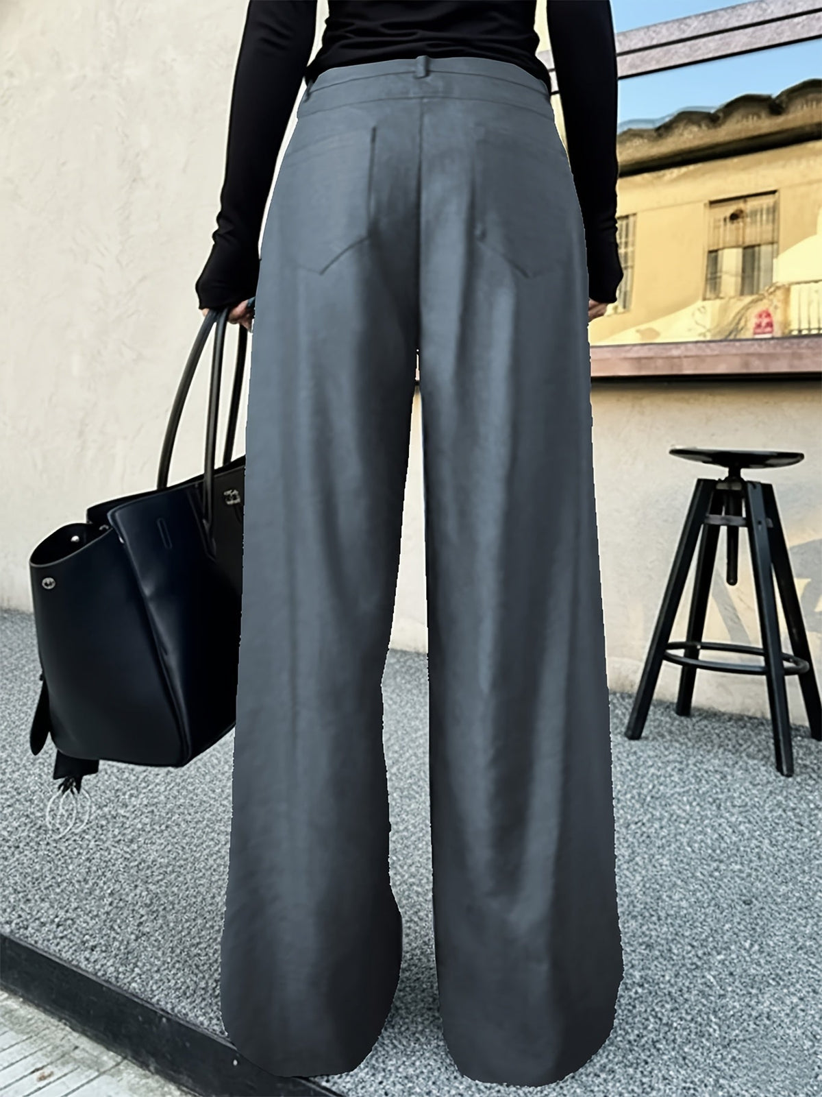 Women's High-Waist Wide-Leg Pants with Layered Detail