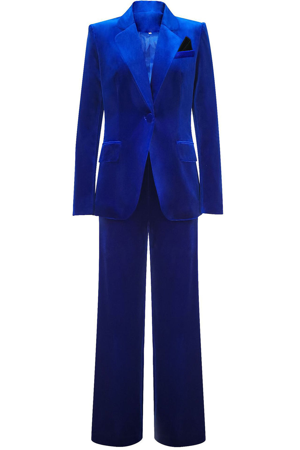 Women's Velvet Suit, Single Button Blazer, Wide Leg Trousers