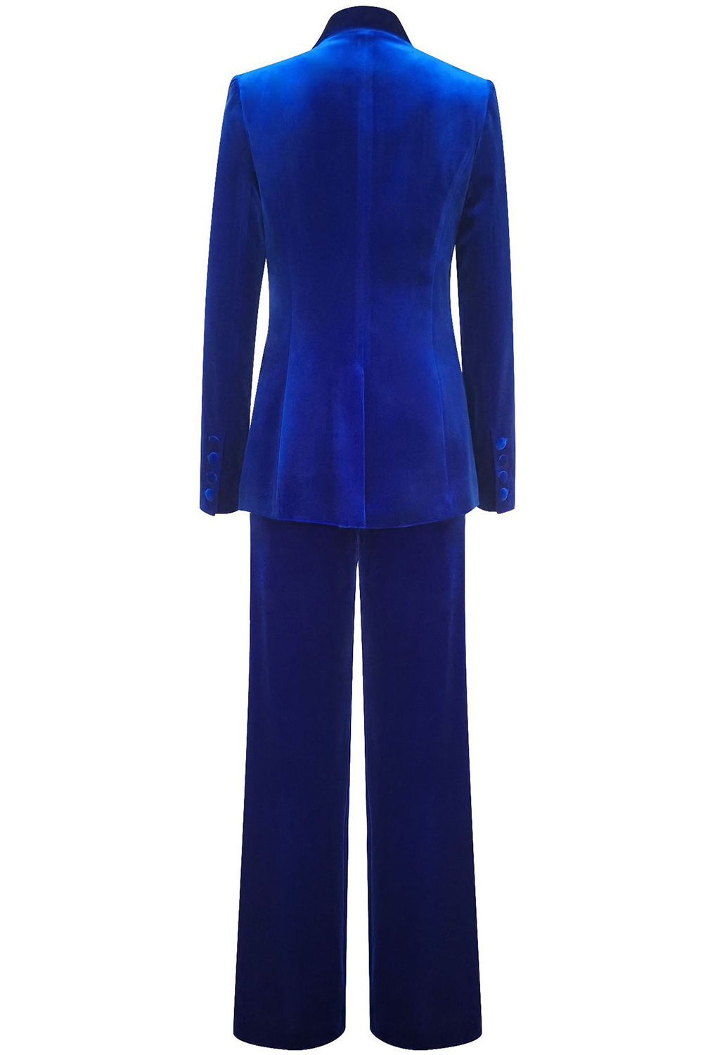 Women's Velvet Suit, Single Button Blazer, Wide Leg Trousers