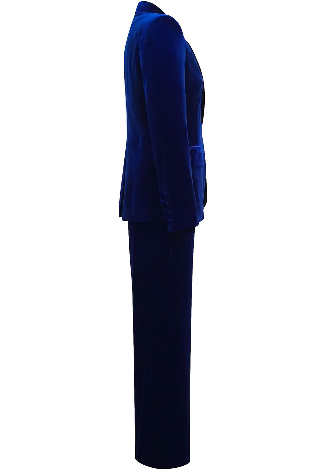 Women's Velvet Suit, Single Button Blazer, Wide Leg Trousers