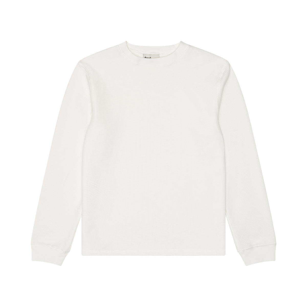 Men's White Textured Long Sleeve Crew Neck T-Shirt