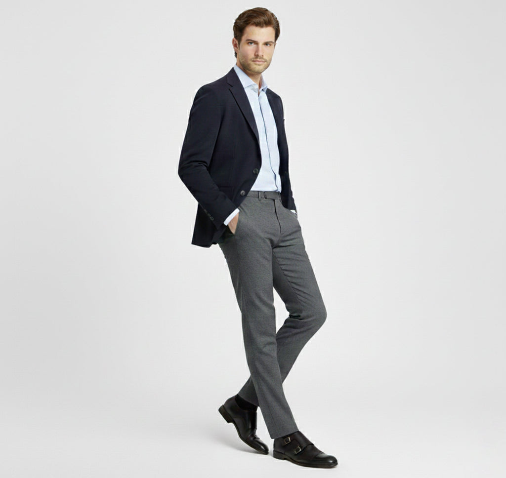 Men's Double Monk Strap Shoes, Almond Toe, Low Heel