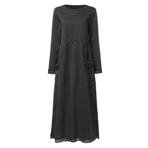 Women's Long Sleeve Maxi Dress with Side Pockets