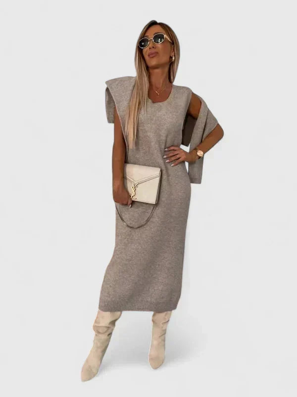 Chrystahl | Elegant Dress and Turtle Neck Sweater Set