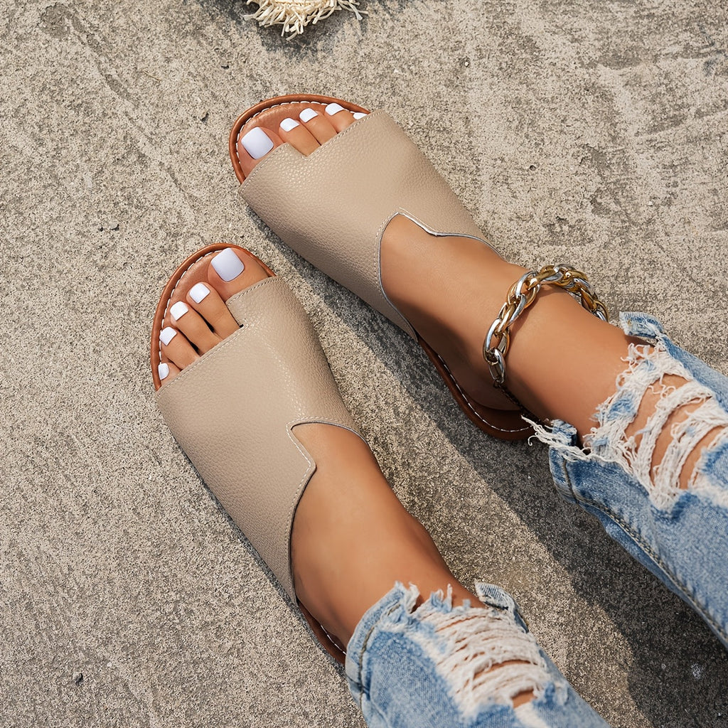 Women's Summer Sandals with Open Toe and Slip-On Design