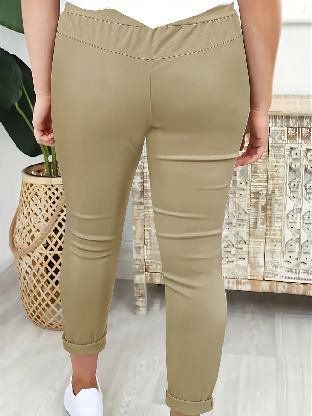 Women's Drawstring Relaxed Tapered Pants with Side Stripe