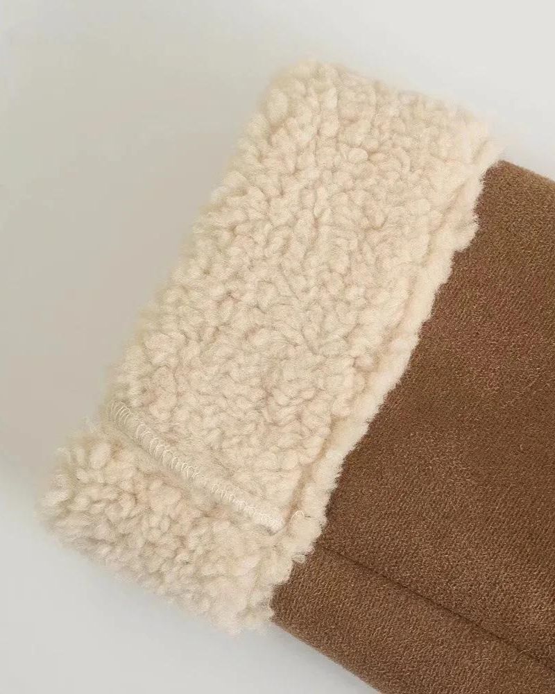 Women's Shearling Trim Coat with Wide Sherpa Collar