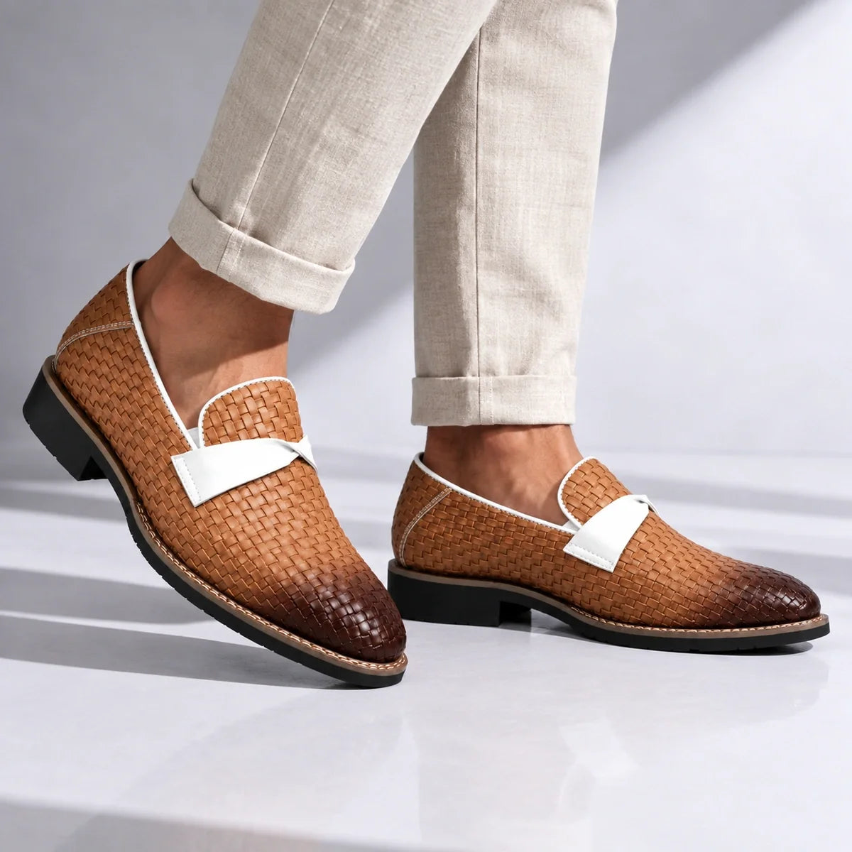 Linwood Woven Leather Loafers