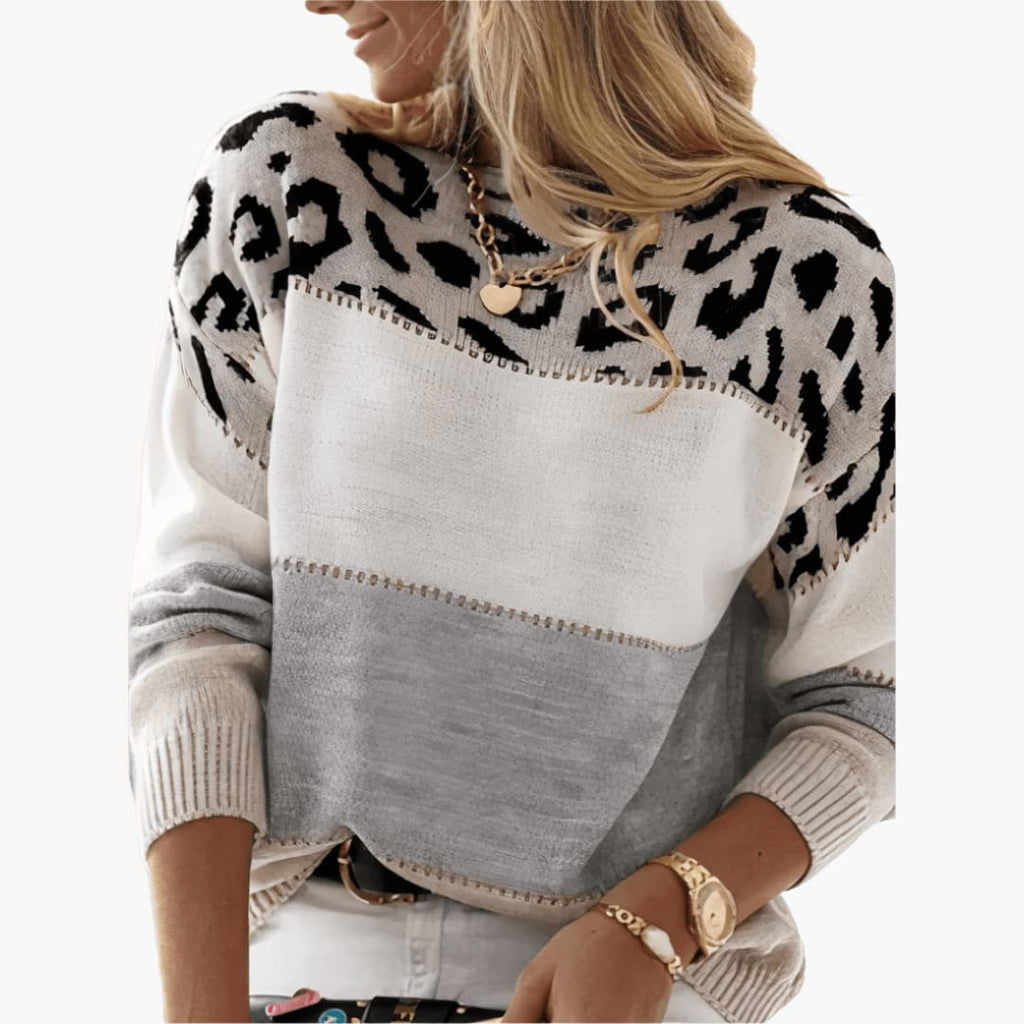 Women's Sweater with Colour-Block Design and Long Sleeves