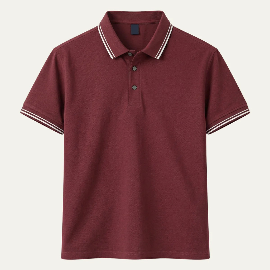 Montarello Men's Piqué Cotton Short-Sleeve Polo Shirt Contrast Trim