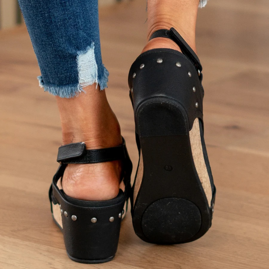 Women's Wedge Sandals with Suede Upper and Supportive Heel