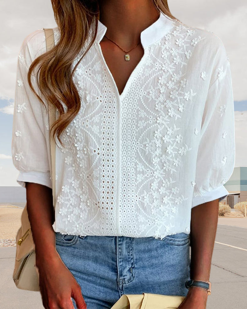Xavier | Women’s Summer V Neck Puff Sleeve Blouse