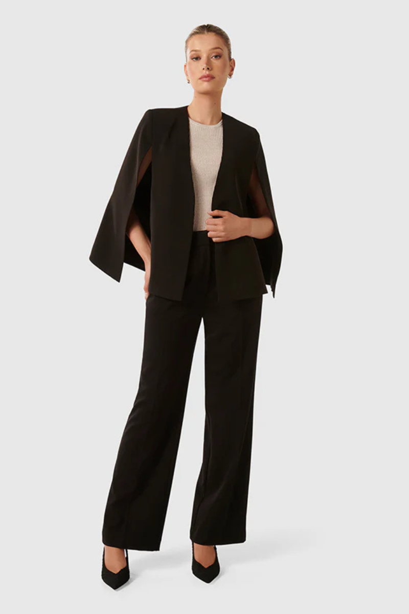 Women's Cape Blazer with Open Front and Split Sleeves