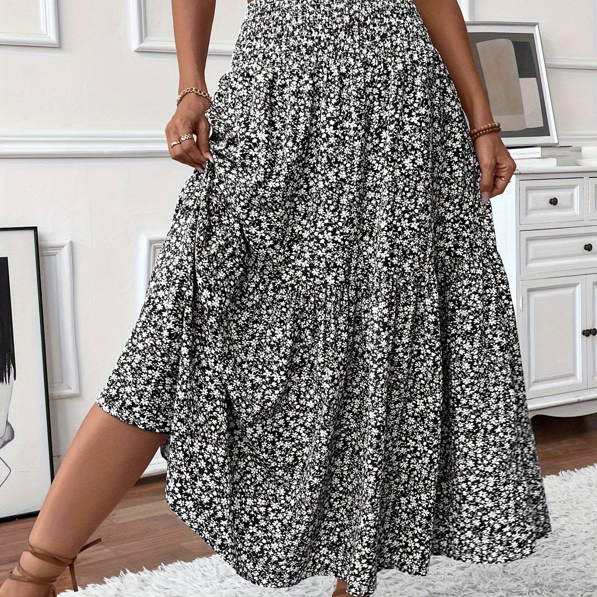 Women's Floral Skirt with Flattering Fit and Flowing Fabric