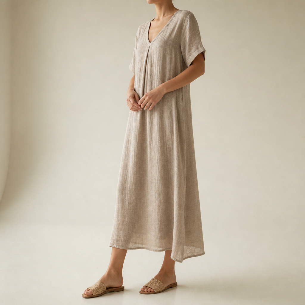 Sifnos Relaxed Linen Midi Dress