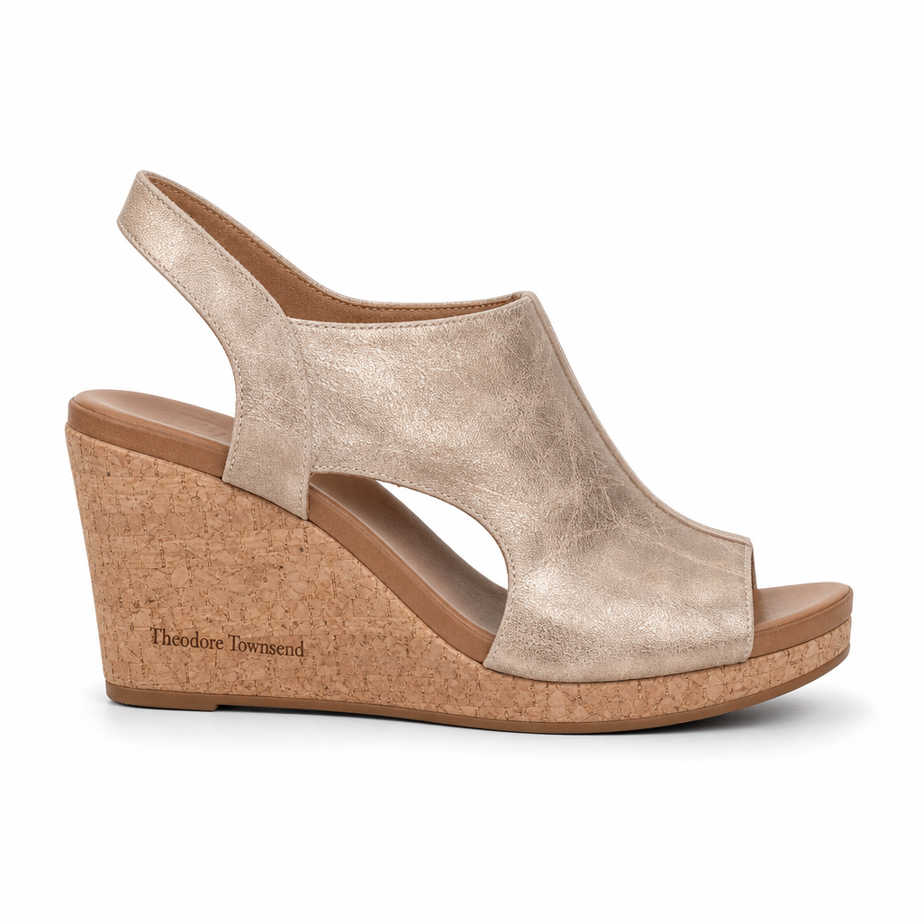 Ravello Peep-Toe Cork Wedge Slingback