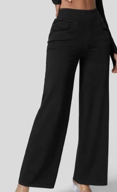Women's High-Waisted Wide-Leg Jeans with Stretch Fit