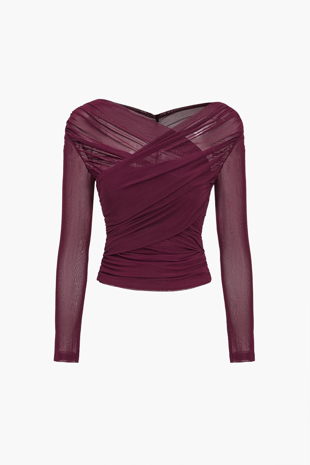 Michelle | Women Ruched Mesh Long Sleeve Top