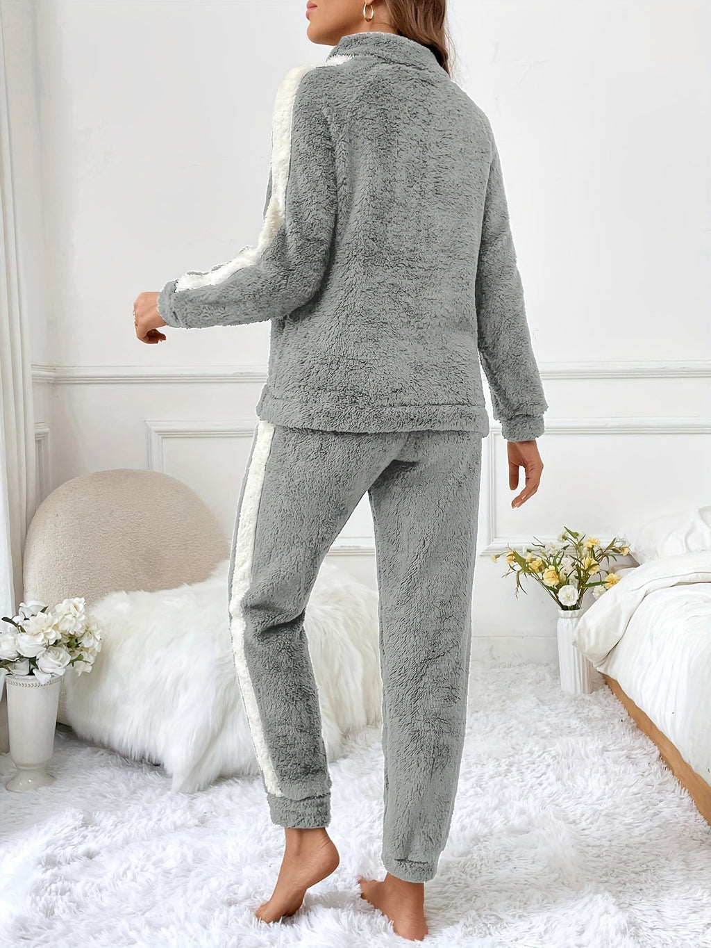 Women's Fleece Lounge Set Half-Zip Pullover with Joggers
