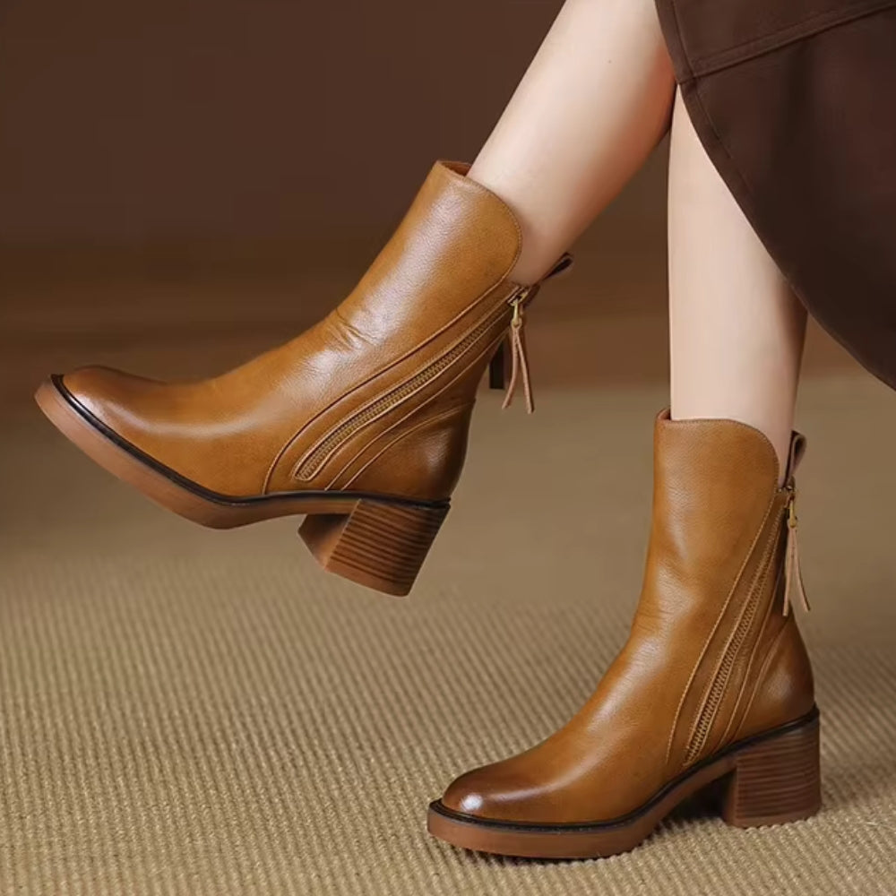 Noelle Leather Ankle Boots