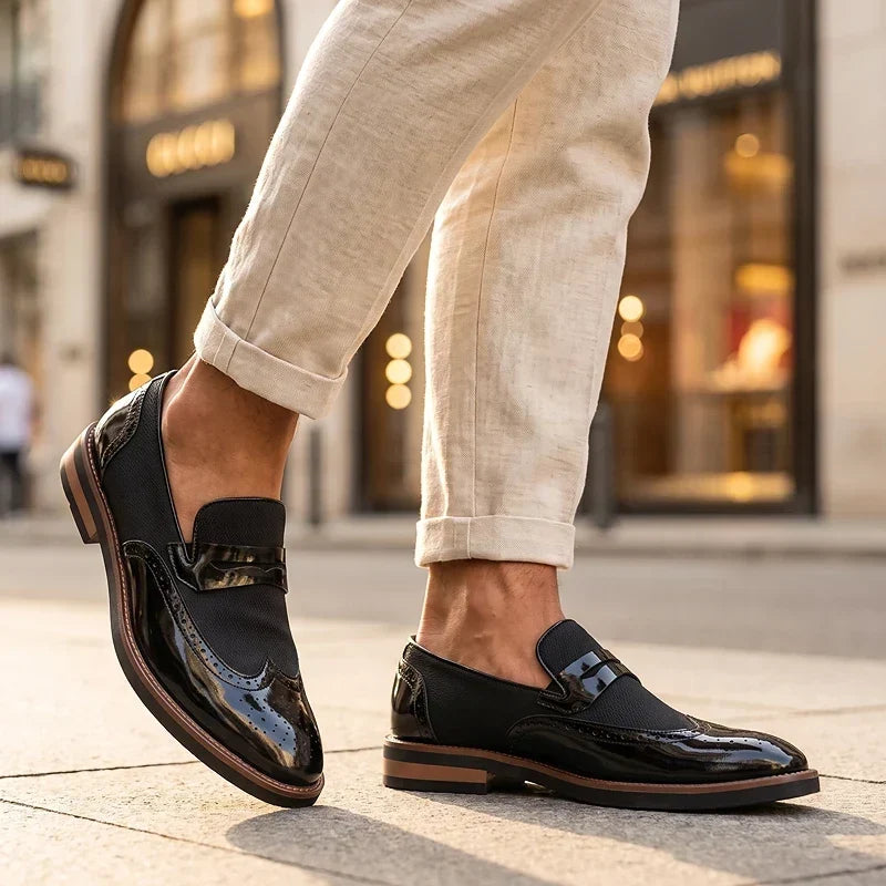 Everett - Leather Woven Brogue Loafers